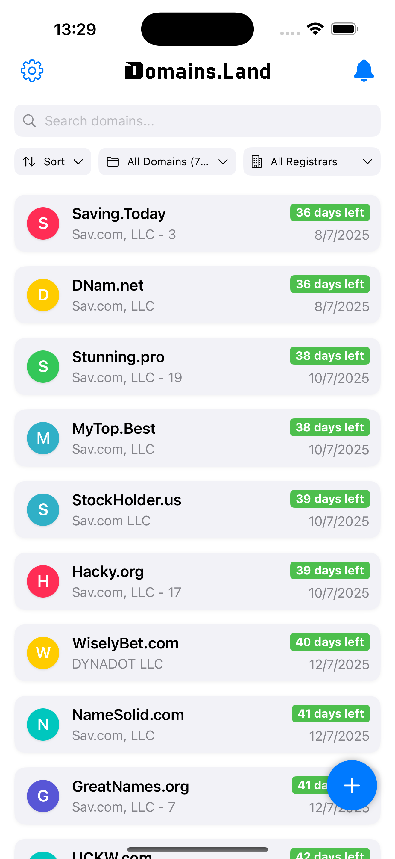iPhone domain list screenshot